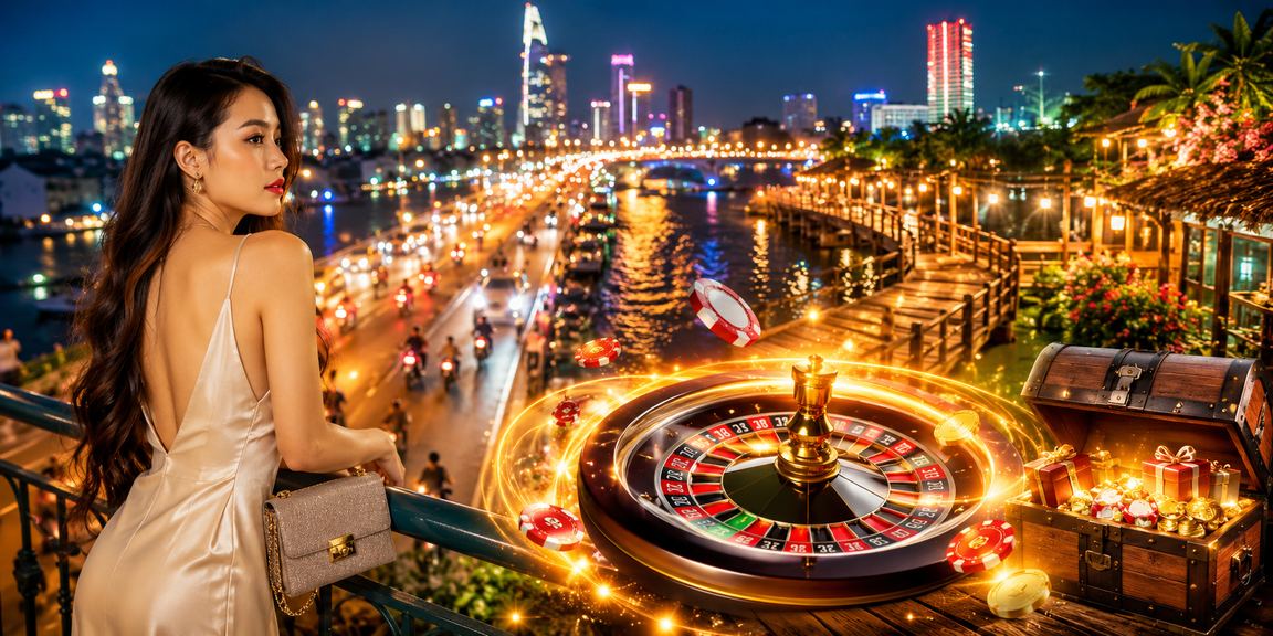 Người mẫu tại TP. Hồ Chí Minh trải nghiệm trò chơi roulette casino trực tuyến trong không gian hiện đại